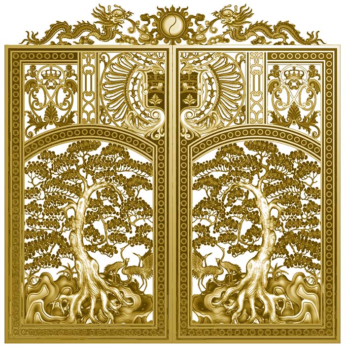 Mẫu cổng rồng kết hợp họa tiết c&acirc;y t&ugrave;ng